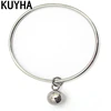 Stainless Steel Ladies Dangle Disc Pendant Wristband Metal Silver Color Wiring Charms Bracelets with Beads Ball Women Jewelry 1