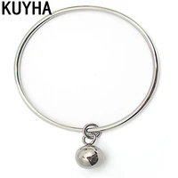 Stainless Steel Ladies Dangle Disc Pendant Wristband Metal Silver Color Wiring Charms Bracelets with Beads Ball Women Jewelry 1