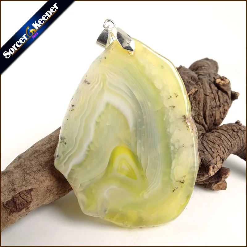 

High Quality Natural Crystal Cluster Gem Stone Jewelry Polished Faceted Agates Slice Beads Pendant Necklace for Women AA071