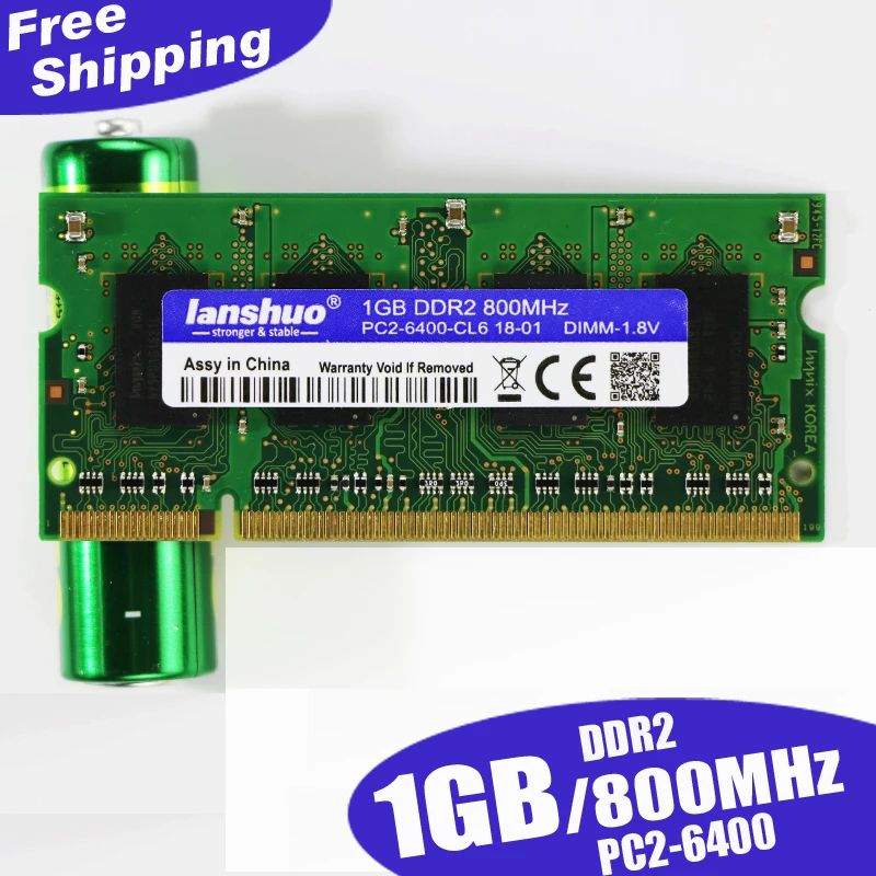 Lanshuo 1G 1 ГБ DDR2 pc2 6400 800 МГц 2RX8 PC2-6400 памяти ноутбука 1G pc2-6400S ddr2 800 МГц 200pin Тетрадь Оперативная память