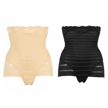 Женское утягивающее белье с завышенной талией, нижнее белье в полоску