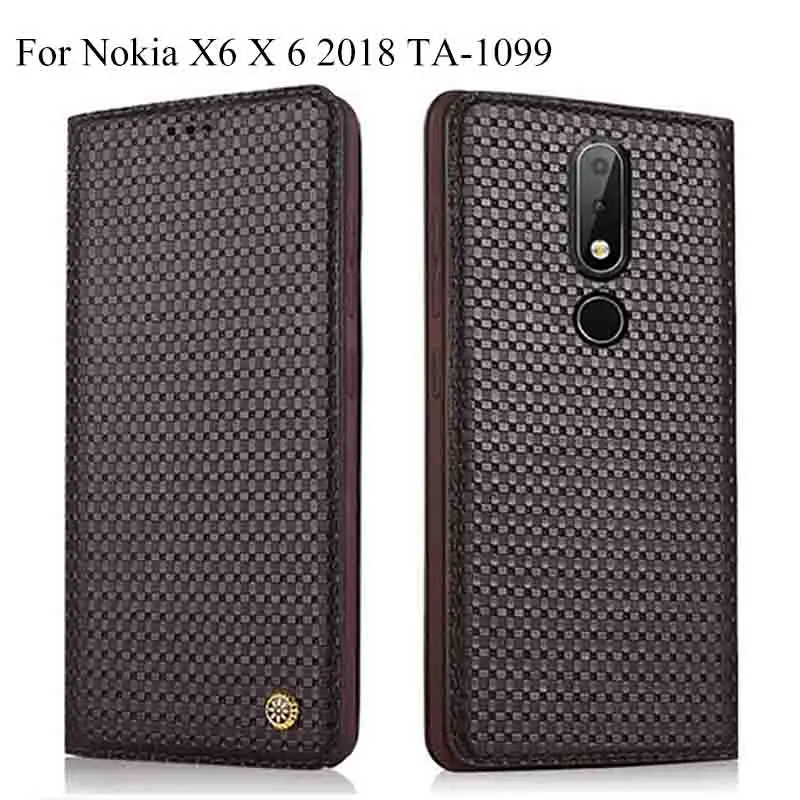Для NOKIA X6 NokiaX6 TA-1099 чехол Роскошные Натуральная кожа флип задняя крышка для NOKIA X6 5," задняя крышка shell