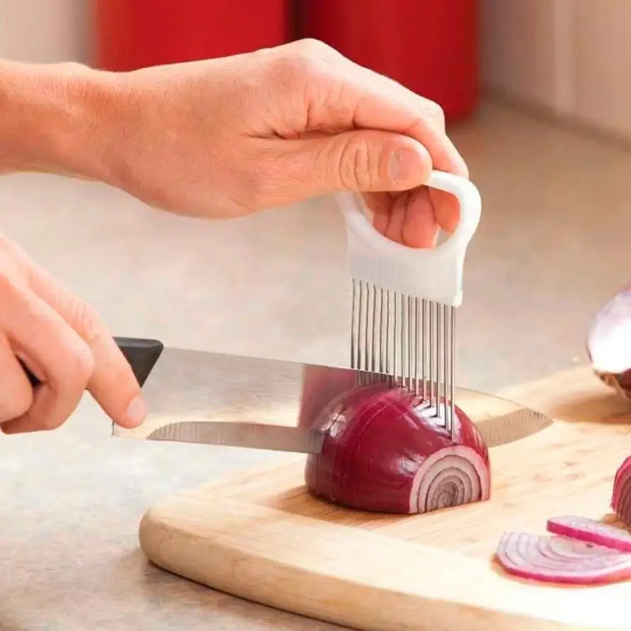 

Cooking Utensils Tomato Onion Vegetables Slicer Cutting Aid Holder Guide Slicing Cutter Safe Fork Cozinha Cocina Utensilios 2018
