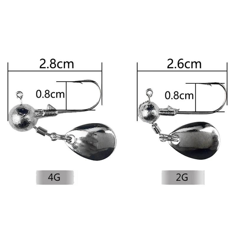 5 шт./лот, качественная остроконечная свинцовая джиг-головка, крючок 2 г/4 г, приманка для рыболовного крючка, Мягкая приманка с ложкой, Спиннер, рыболовная приманка