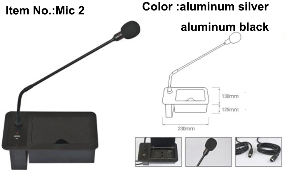 2019 ميكروفون مقبس ل نظام المؤتمر الألومنيوم لوحة الفضة والأسود اللون غطاء يصل الغاز الطريقة المفتوحة المقبس البرمجة
