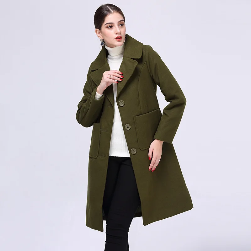 Hiver 2018 Laine Fonds Manteau army Auto Mince De culture Black Nouveau Mode Jr991 Long Pardessus Automne Modèle Green Lâche fHCIqI
