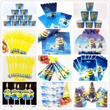 Minions birthday party supplies Decortation kids Disposable Tableware Tablecloth Paper Cup Plates Cake Baby Shower Banner Favors