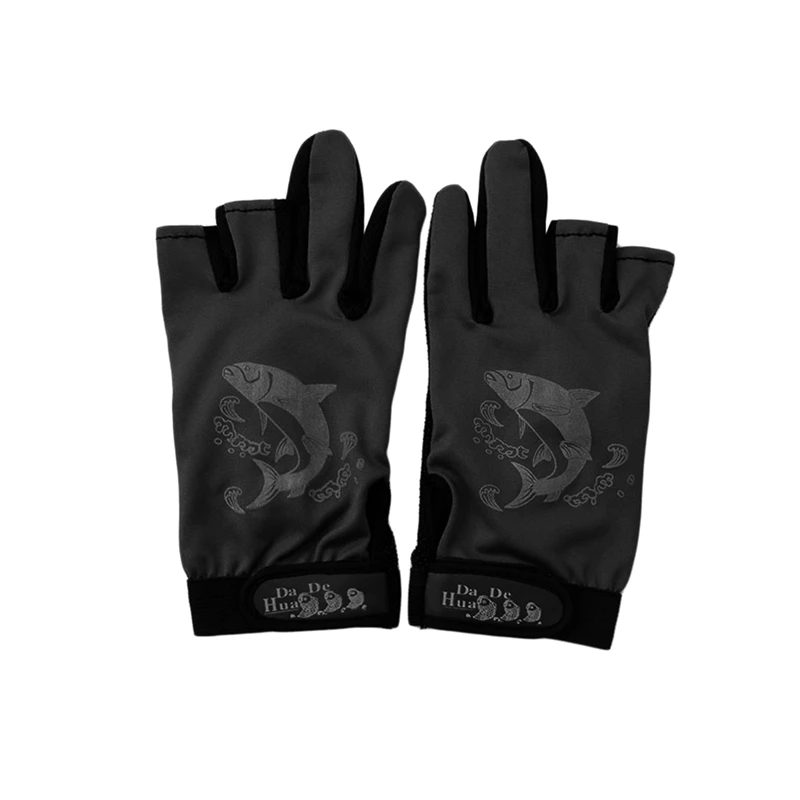 1 пара Водонепроницаемые 3 резные противоскользящие нескользящие перчатки для рыбалки, уличные спортивные - Цвет: BK