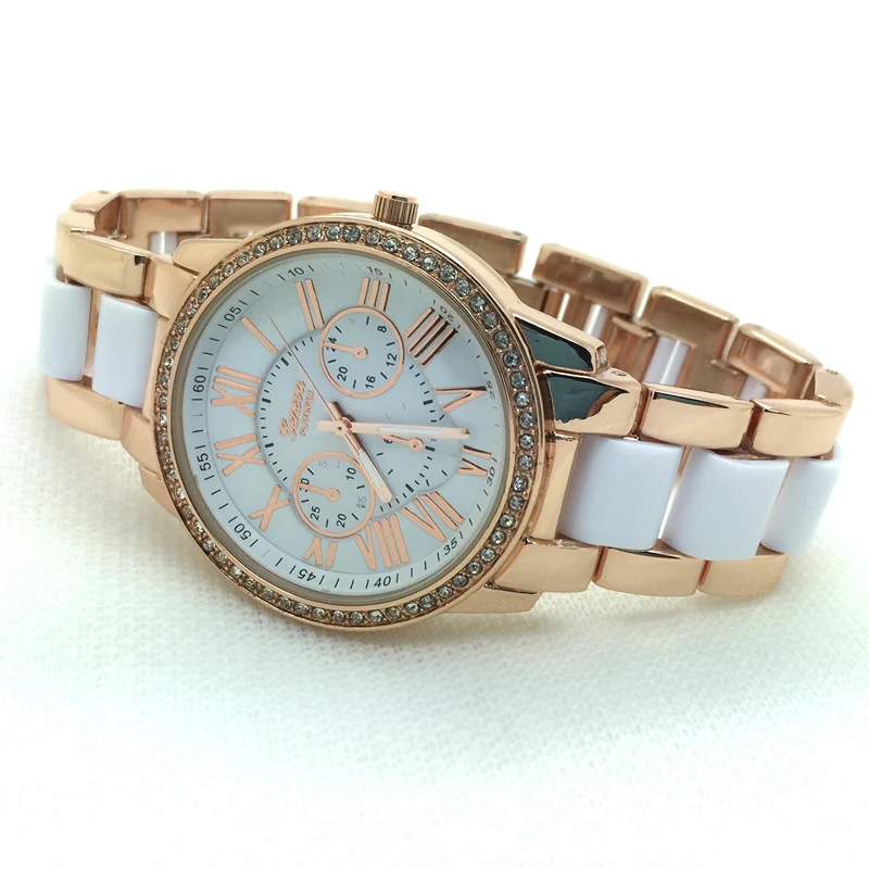 Beaute Кристалл Ободок Платина Женева Часы повседневные женские кварцевые часы металлический браслет смотреть Женские часы