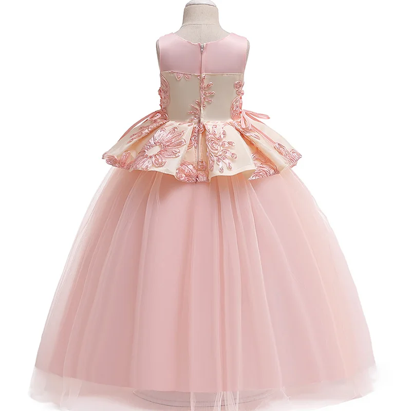 Длинное вечернее платье с цветочным узором для девочек; платье принцессы для первого причастия; Детский костюм; бальное платье для выпускного вечера для детей