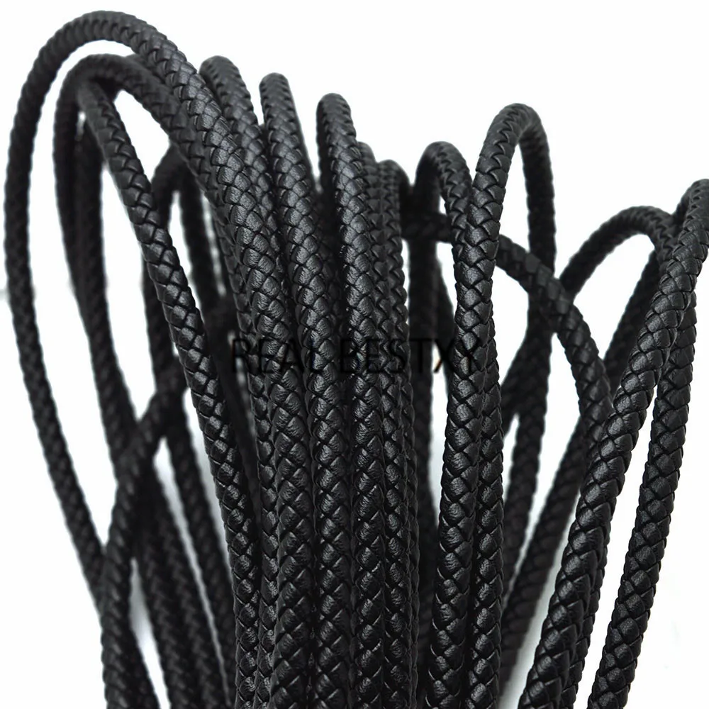 

REAL BESTXY 1 Meter 6mm black round leather cords for leather bracelets making men leather bracelets straps cords leather cord