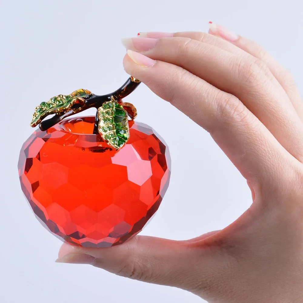 Red Crystal Apple Paperweight Decoration Mother s Day Gift Crystal 