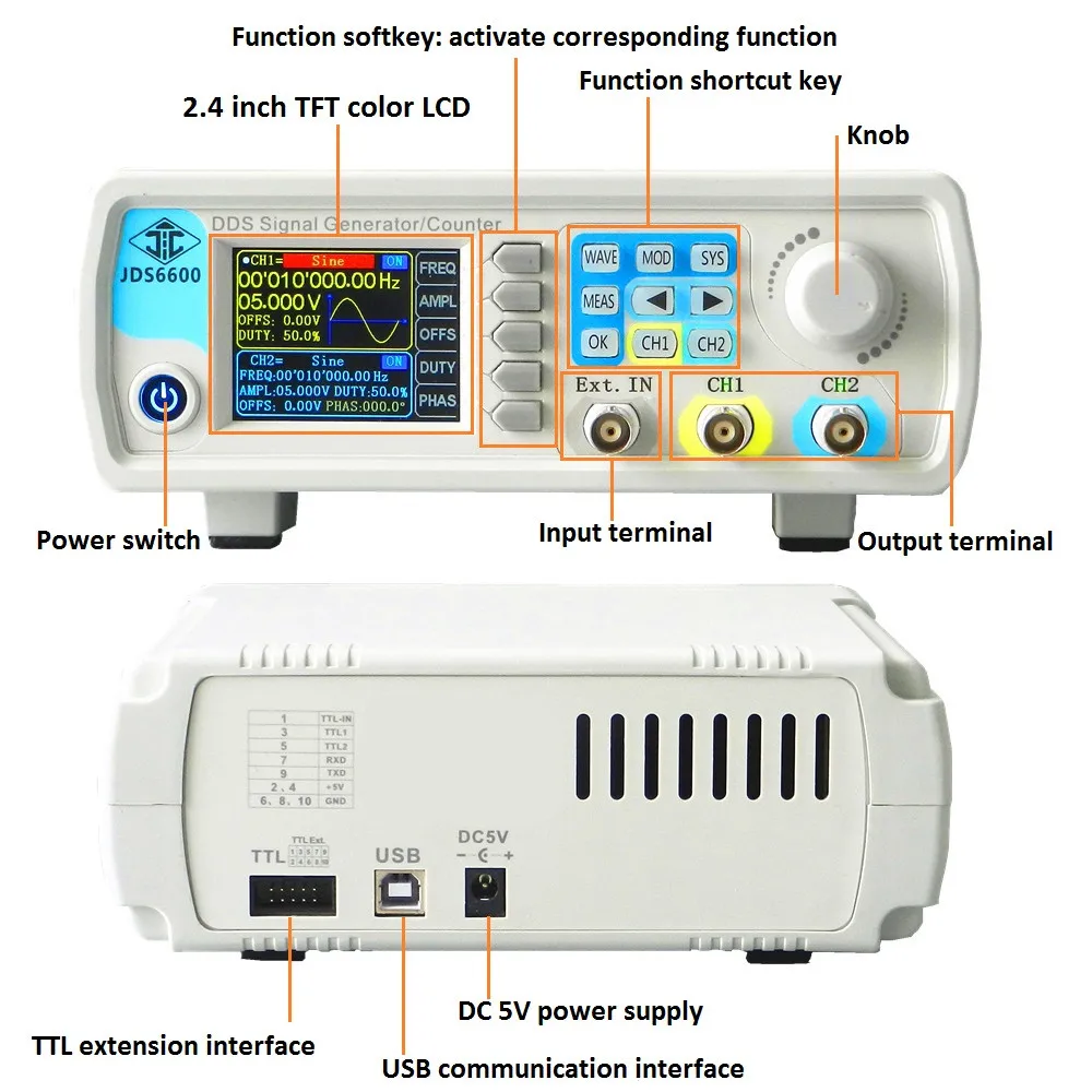 15-60 МГц Частотомер с ЧПУ генератор сигналов JDS6600 DDS двухканальный цифровой контроль произвольной волновой функции Импульсный источник