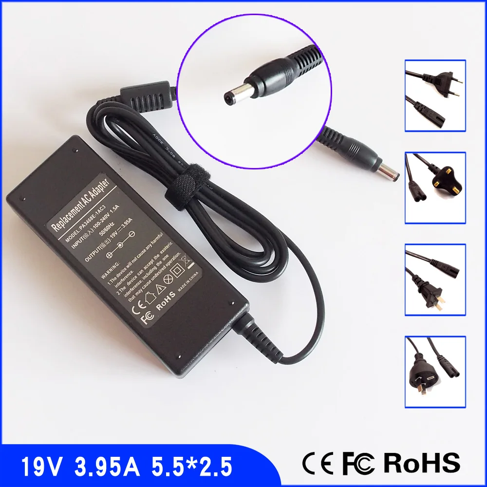 

19V 3.95A Laptop Ac Adapter Power SUPPLY + Cord for Toshiba Satellite L202 L310 l311 L317 L332 L536 L600 A305D-S6914 A355-S6935