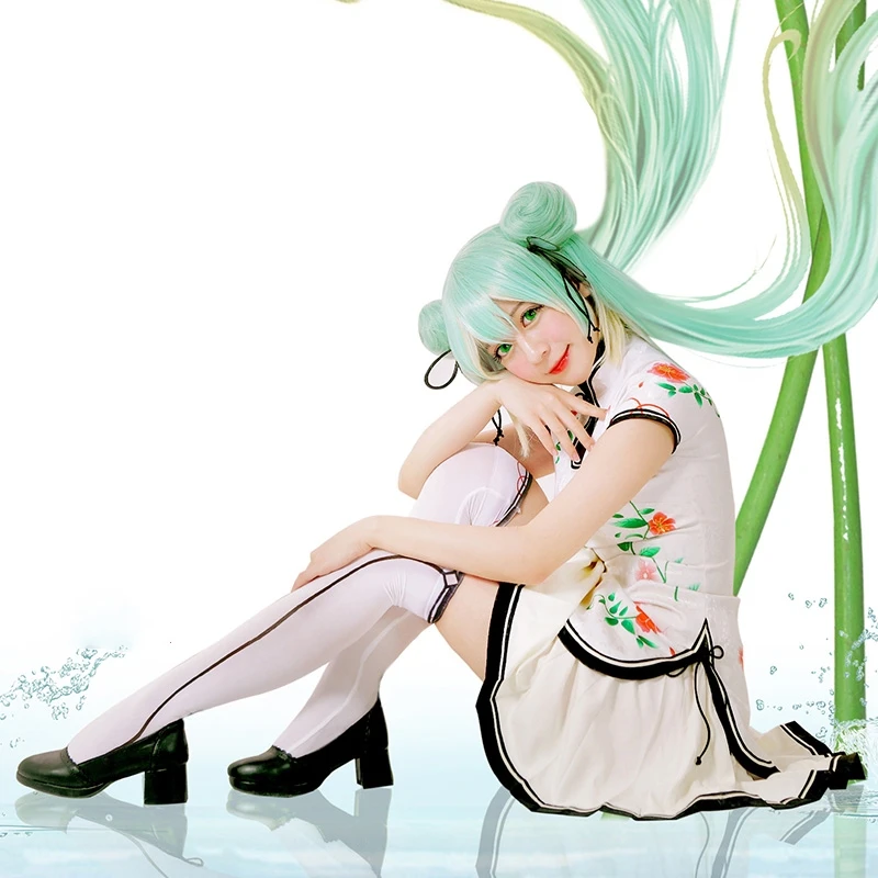 Новый Vocaloid Hatsune Мику лотоса Косплэй костюм Китайский Стиль Cheongsam
