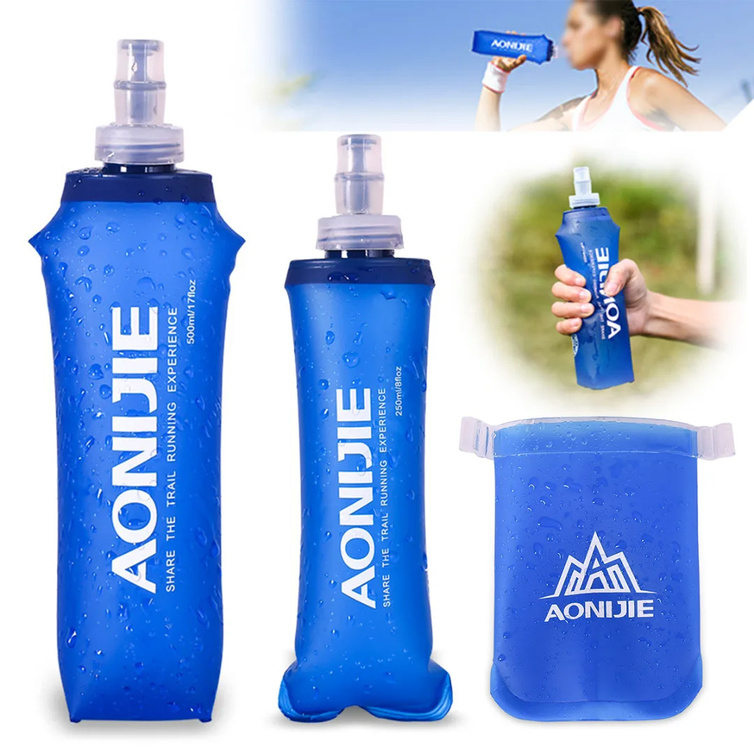 170ml/250ml/500ml Outdoor Camping Foldable TPU Soft Water Flask Squeeze Running Bicycle Sports Water Bag New