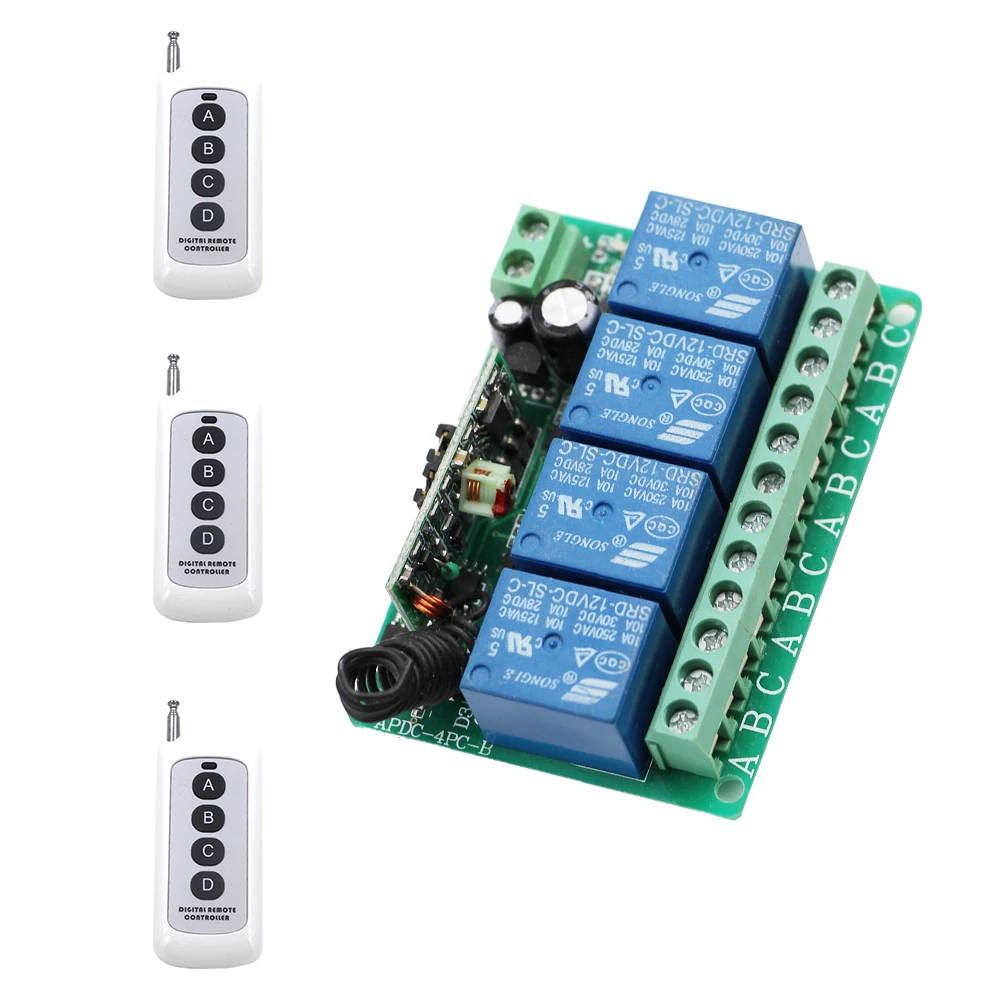 Newest DC12V 10A 4CH RF Wireless Relay Remote Control Switch 3