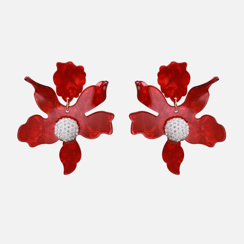 HTB1JQl6P3DqK1RjSZSyq6yxEVXan - Ztech Red Pendant Za Earrings 2019 Handmade Resin Flower Crystal Beads Statement Bridal Earring Party Dangle Drop Earrings Gift