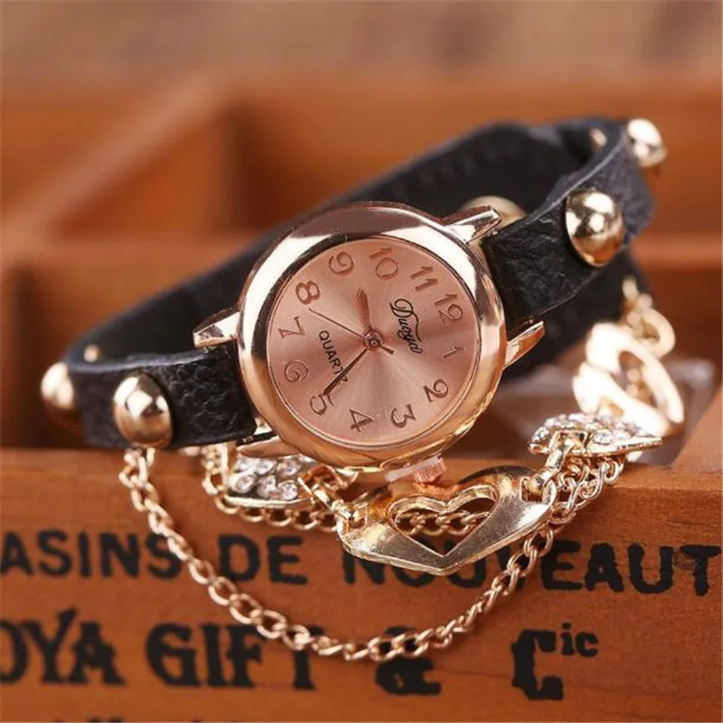 Женские часы модные часы браслет Женские кварцевые наручные часы в форме сердца украшения кожаный ремень часы женские часы