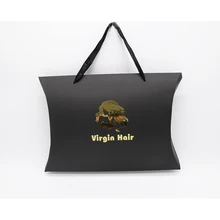 Специальная наклейка для печати логотип упаковка для волос коробки ручка из черной ленты размер 35 X25X6.5Cm подушки упаковочные коробки