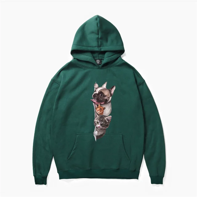 Funny Animal Print Hoodies Women/Men New Hooded Sweatshirt Long Sleeve