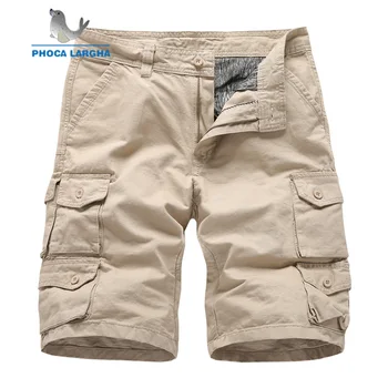 

Men's Cargo Shorts 2020 Summer New Men Solid Color Loose Shorts Cotton Casual Multi-pocket Short Trousers Male Military