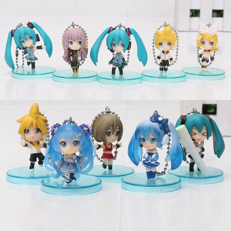 

5Pcs/set Q vision 4cm Hatsune Miku Kagamine Rin PVC Action Figure Model Toys Doll