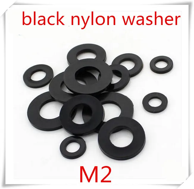 1000pcs/lot M2 Black Nylon Washers Gasket / Nylon Flat Washers M2(ID) x 5(OD) x1mm Thickwasher