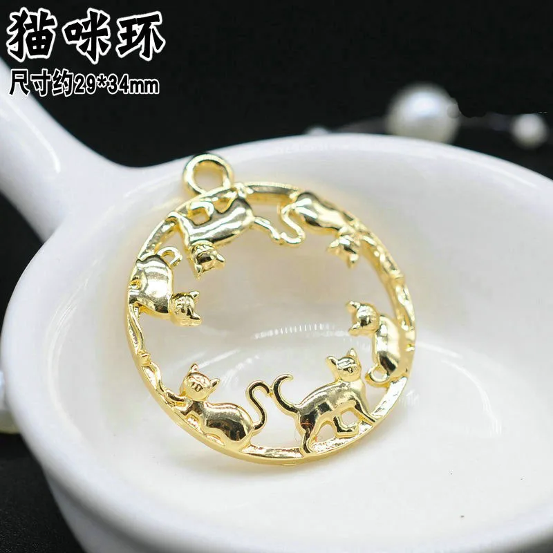 

5pcs Seaweed cats Maple leaf ring Metal Frame Pendant Gold Charm Bezel Setting Cabochon Setting UV Resin Charm Jewelry Making