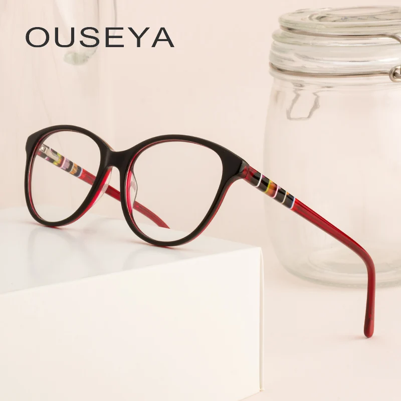 

Acetate Eyeglasses Frame Women Retro Clear Vintage Transparent Prescription Myopia Woman Glasses Optical Frames #F1709