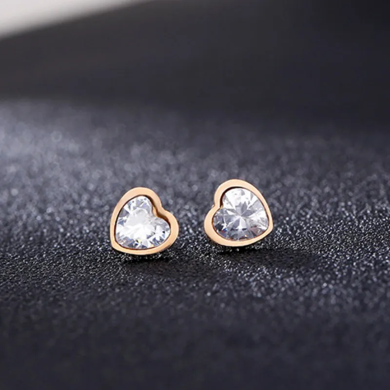 

Star Cubic Zirconia Stud Earrings For Women Girls Stainless Steel Colored Heart Earrings Stud Small Earrings Jewelry