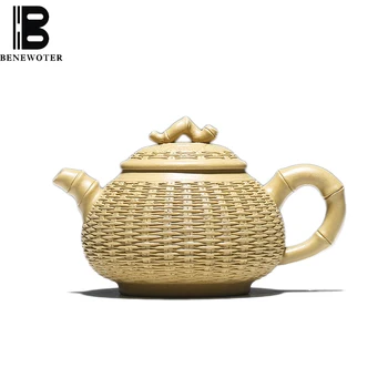 

360ml Yixing Zi Sha Pot Handmade Duan Mud Bamboo Compile Teapot Authentic Purple Clay Pot Puer Tieguanyin Tea Set Teaware Gifts