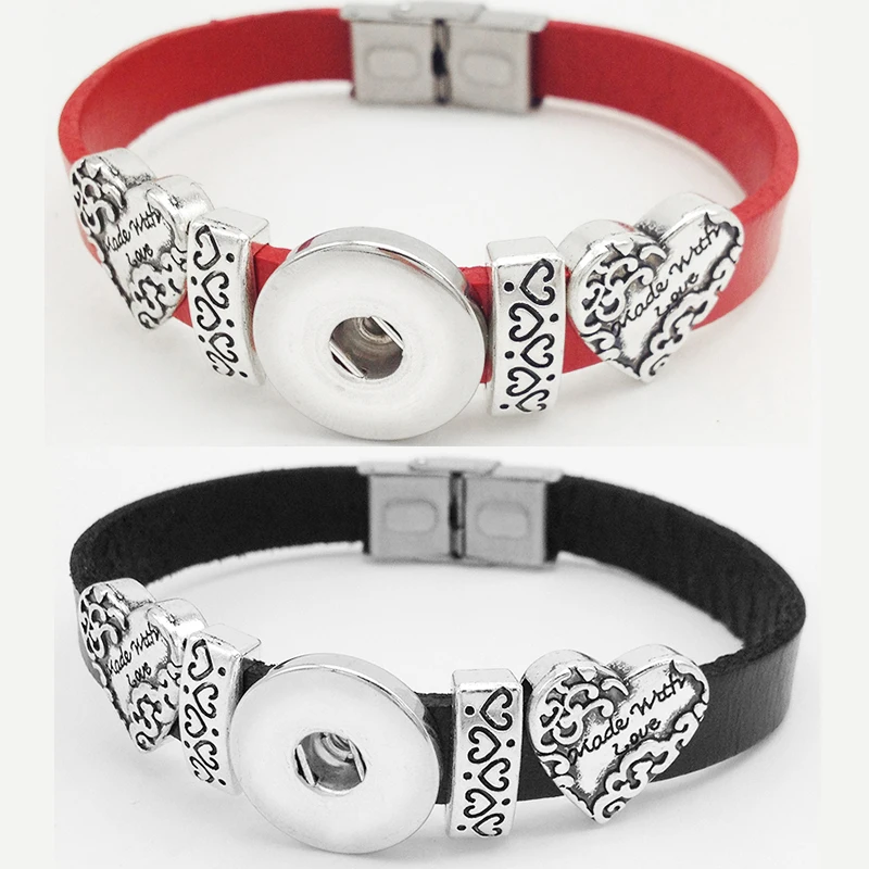 

DIY Hot Sale made with Love Retro Leather Snap Button Bracelet Bt159 (fit 18mm 20mm Snaps)