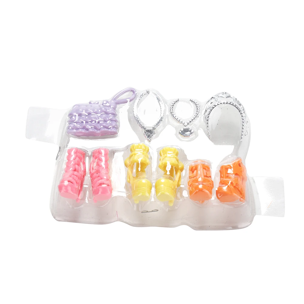 1 Set Blister toy for Plastic Shoes Bag Necklace Crown Jewelry for Doll