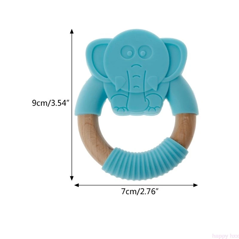 Слон детский силиконовый безопасный Прорезыватель для зубов Дети Ясельного возраста органический Деревянный игрушки-Жвачки