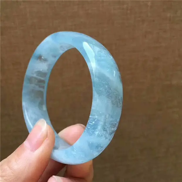 

Free Shipping Natural Blue Aquamarine Gemstone Woman Bangle AAAA Inner Diameter 58mm(cx,A8#)