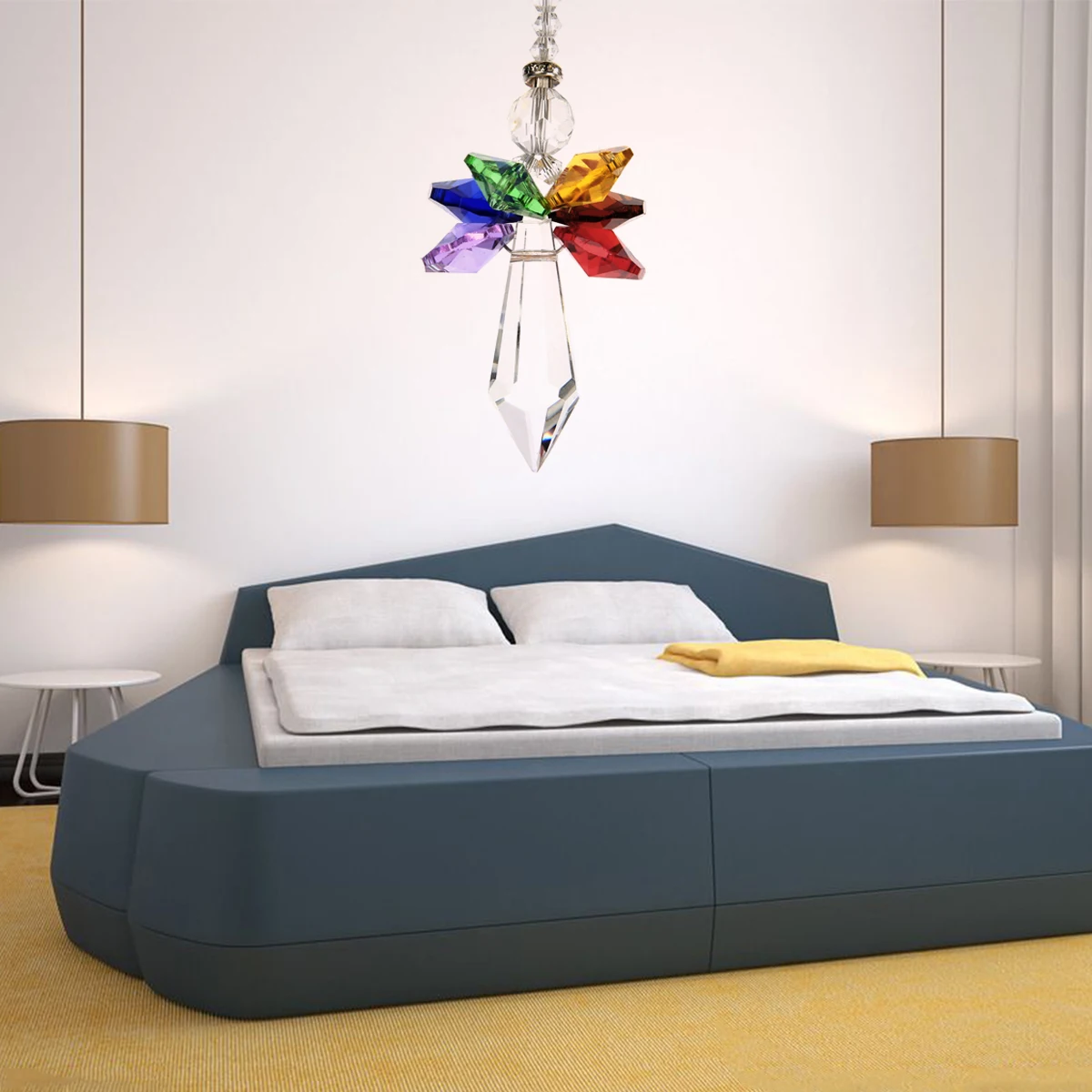 1pc Rainbow Angel Suncatcher Crystal Guardian Angel Chakra Sun Catchers Rear View Mirror for Car Charm Home Decor