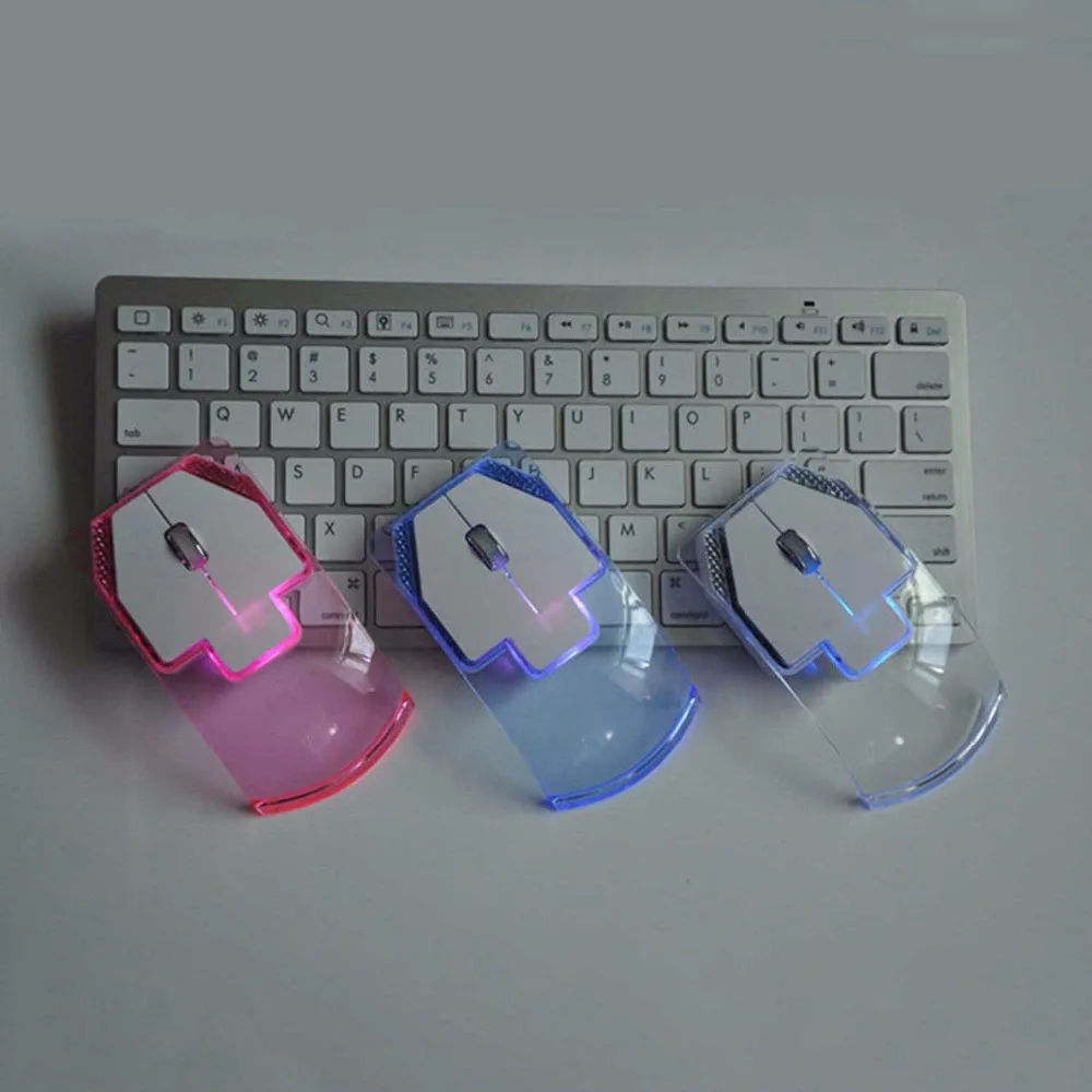 V6 Беспроводной Мышь креативные ультра-тонкие прозрачные красочный свет оптическая Беспроводной мышей для подарка для Тетрадь Mac Air