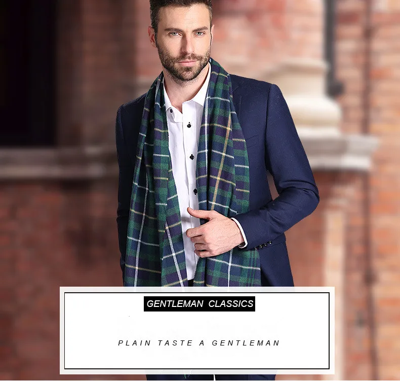 2021 New Europe Fashion Shawl Scarves Men Winter Warm Tartan Designer Scarf Business Sjaal Plaid Cotton Wraps Bufanda Foulard