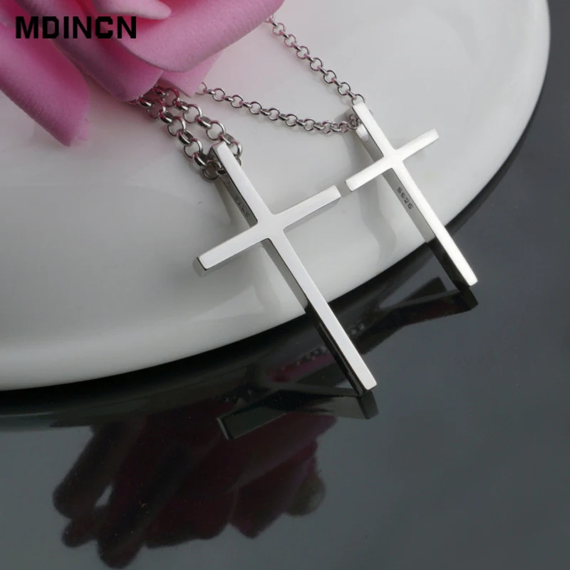 

925 Silver Catholic Cross Necklace Fashion Clavicle Chain Pendant Necklace A or B Can Choose/Fashion Jewelry Free Shipping LR7