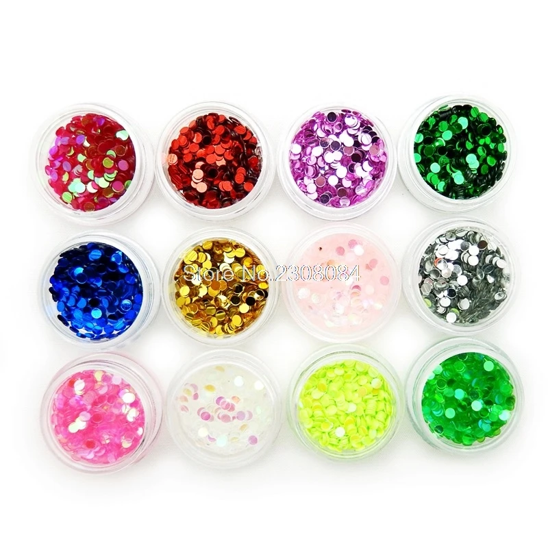 

12 Colors Circle Matte Round Sequins Nail Art Wafer Design 3D Charm Glitter Decoration Set Manicure Tools Rhinestones