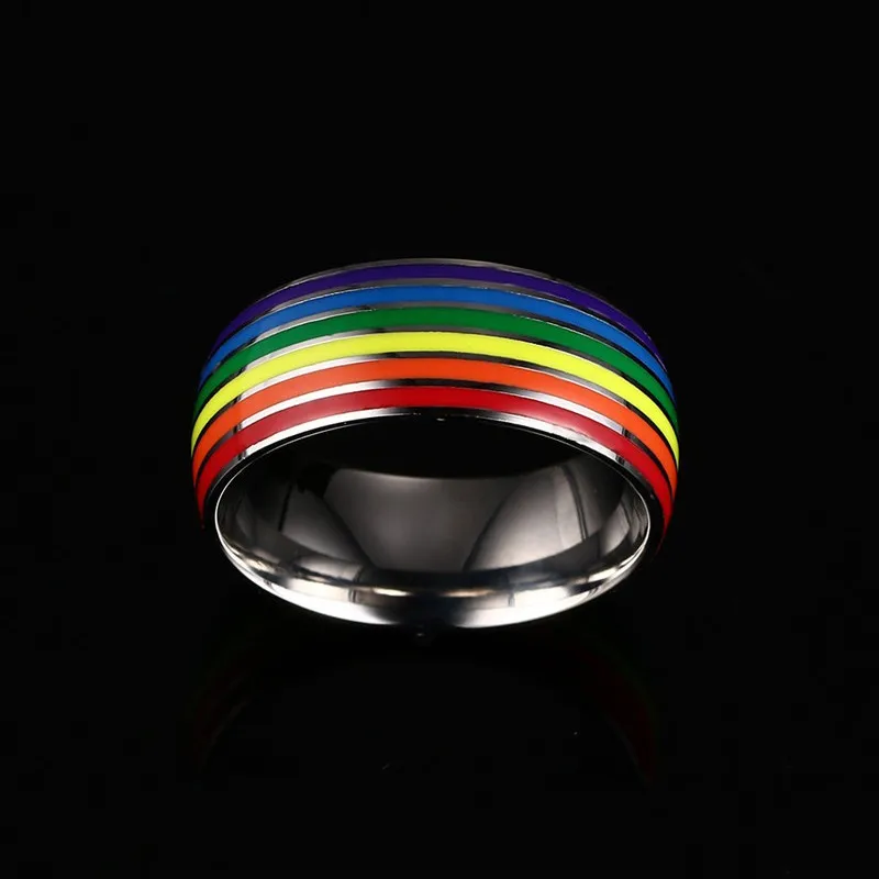 Мужская и женская Радуга, гей-кольцо, красочные ЛГБТ гомосексуальные кольца для пар, обручальное кольцо из нержавеющей стали, кольца для лебиан и геев, Прямая поставка