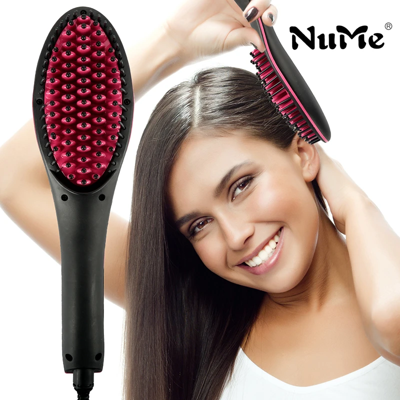 Cepillo Plancha de Pelo de cerámica NuMe, peine eléctrico para el cabello, plancha plana, pantalla LCD, calentamiento Digital, cepillo de de regalo|hair straightener|ceramic hair straightenerfast straightener AliExpress