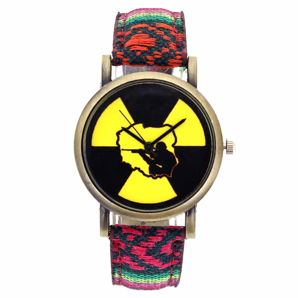 Hunting Variant Game Military Hobby Nuclear Radiation Marker Fashion Men Women Stripes Canvas Band Sport Analog Quartz Watch - Цвет: 26