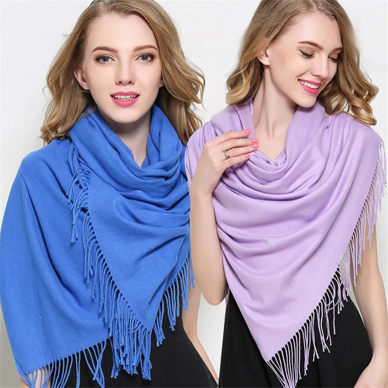 

2019 Fashion Women Cashmere Solid Scarf Thin Summer Pashmina Scarves Shawls and Wraps Soft Long Hijab Stole Female Foulard