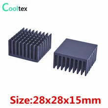150 шт./лот) 28x28x15 мм черный алюминиевый радиатор теплоотвод для IC чип кулер охлаждения
