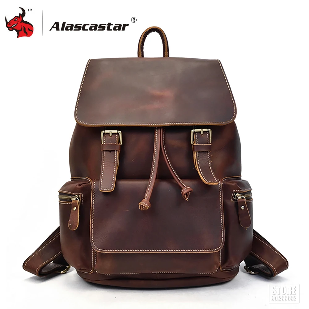 Motorcycle Bag PU Leather Motorcycle Backpack Travel Men Bag Full Grain ...