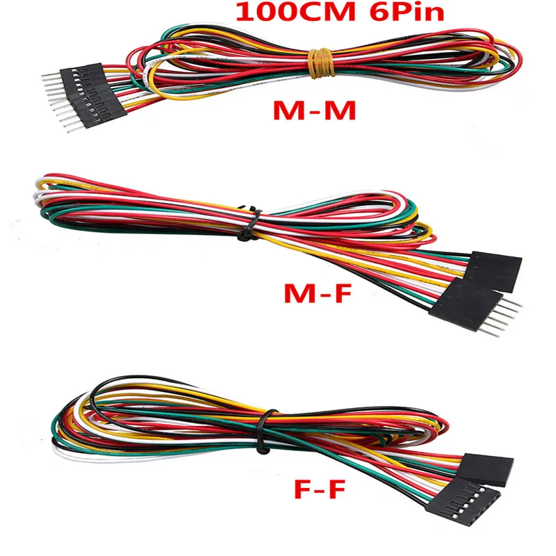 

10pcs/lot 6pin 100cm M-M Male to Female F-F 2.54MM DuPont Line Jumper Wires for Electronic DIY Experiment UNO R3