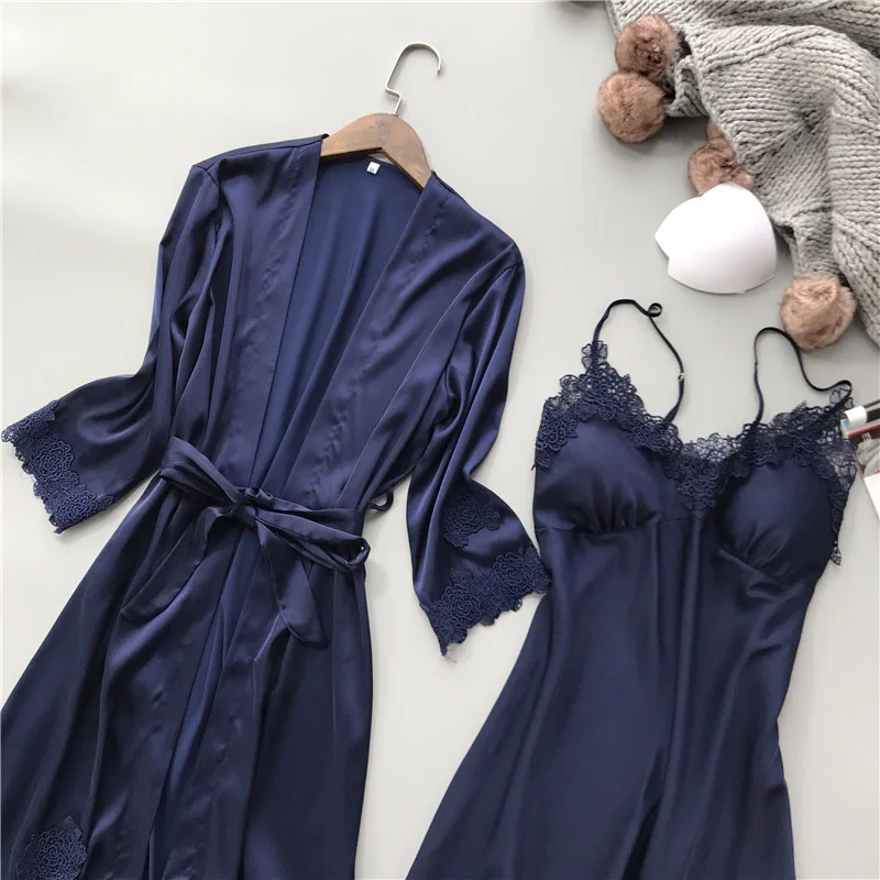 RenYvtil/2 фото, удобная летняя коллекция 2018 года, сексуальный кружевной халат с вышивкой, Женская сорочка, ночная юбка-Пижама, домашний халат