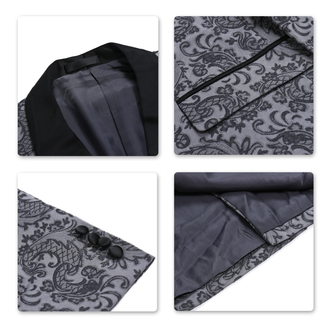 YUNCLOS Newest Mens 3 Piece Tuxedos Vintage Groomsmen Wedding Suit Complete Outfits(Jackets+Vest+Trousers)
